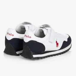 Polo Ralph Lauren-ترينرز جلد صناعي لون أبيض للأولاد | Childrensalon Outlet