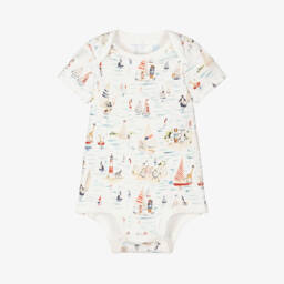 Ralph Lauren-Boys White Nautical Print Bodysuit | Childrensalon Outlet