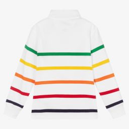 Polo Ralph Lauren-Boys White Striped Rugby Shirt | Childrensalon Outlet