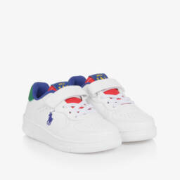 Ralph Lauren-Boys White Velcro Colorful Trainers | Childrensalon Outlet