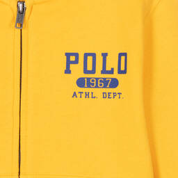 Polo Ralph Lauren-توب هودي بسحّاب قطن جيرسي لون أصفر للأولاد | Childrensalon Outlet