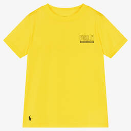Ralph Lauren-Boys Yellow Technical Jersey Logo T-Shirt | Childrensalon Outlet