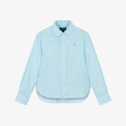 Ralph Lauren-Girls Azure Linen Blend Blouse | Childrensalon Outlet