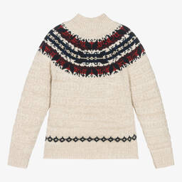 رالف لورين-بلوفر قطن وصوف محبوك لون بيج للبنات | Childrensalon Outlet