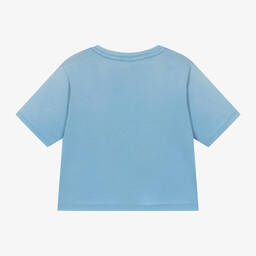 رالف لورين-تيشيرت قطن جيرسي لون أزرق للبنات | Childrensalon Outlet