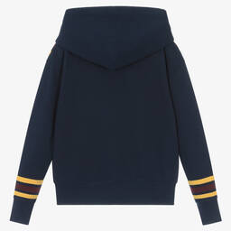 Ralph Lauren-Girls Blue Cotton Stripe Varsity Hoodie | Childrensalon Outlet