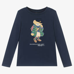 Ralph Lauren-Girls Blue Cotton Top | Childrensalon Outlet