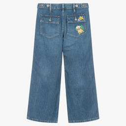 Ralph Lauren-جينز قطن دنيم مطرز لون أزرق للبنات | Childrensalon Outlet