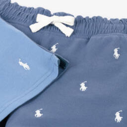 Ralph Lauren-Girls Blue Embroidered Piqué Shorts | Childrensalon Outlet
