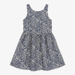 Ralph Lauren-Girls Blue Floral Cotton Dress | Childrensalon Outlet