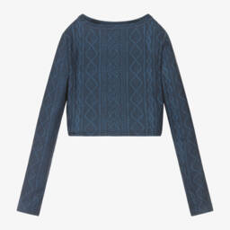 Ralph Lauren-توب رياضي محبوك لون أزرق للبنات | Childrensalon Outlet