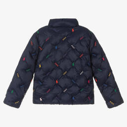 Polo Ralph Lauren-Girls Blue Logo Down Jacket | Childrensalon Outlet