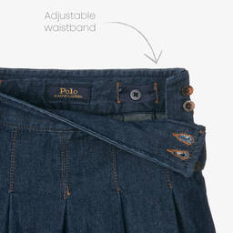 Ralph Lauren-Girls Blue Pleated Denim Skirt | Childrensalon Outlet