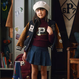 Ralph Lauren-Girls Blue Pleated Denim Skirt | Childrensalon Outlet