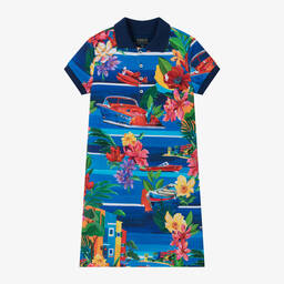 Ralph Lauren-Girls Blue Riviera Cotton Polo Dress | Childrensalon Outlet