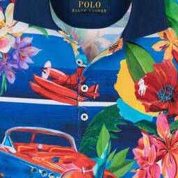 Ralph Lauren-Girls Blue Riviera Cotton Polo Dress | Childrensalon Outlet