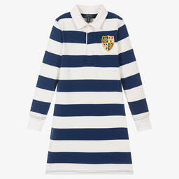 Polo Ralph Lauren-Girls Blue Stripe Rugby Dress | Childrensalon Outlet