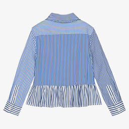 Ralph Lauren-Girls Blue Striped Cotton Shirt | Childrensalon Outlet