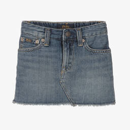 Ralph Lauren-Girls Blue Washed Cotton Denim Skirt | Childrensalon Outlet