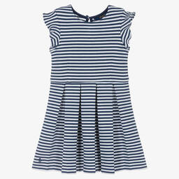 Поло Ralph Lauren-Платье из джерси в бело-синюю полоску | Childrensalon Outlet