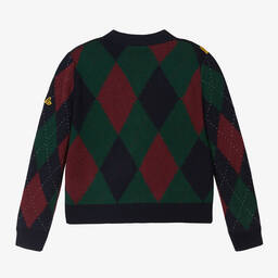 رالف لورين-كارديغان صوف محبوك لون كحلي للبنات | Childrensalon Outlet