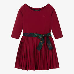 Ralph Lauren-Girls Burgundy Red Pleated Dress | Childrensalon Outlet
