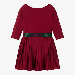 Ralph Lauren-Girls Burgundy Red Pleated Dress | Childrensalon Outlet