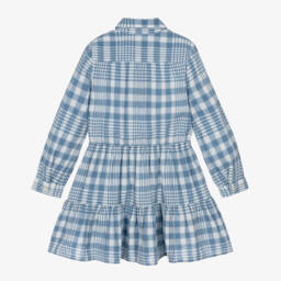 Ralph Lauren-فستان قطن بطبعة مربعات لون أزرق | Childrensalon Outlet