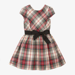 Ralph Lauren-Girls Checkered Satin Dress | Childrensalon Outlet