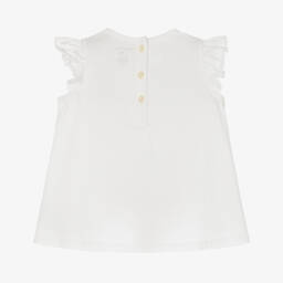 Ralph Lauren-تيشيرت باتشوورك قطن لون أبيض | Childrensalon Outlet