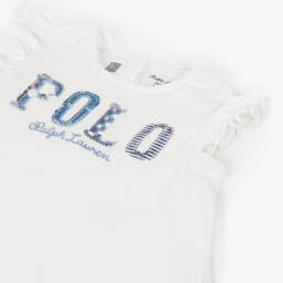 Ralph Lauren-تيشيرت باتشوورك قطن لون أبيض | Childrensalon Outlet