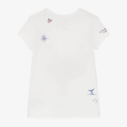 رالف لورين-تيشيرت قطن لون أبيض للبنات | Childrensalon Outlet