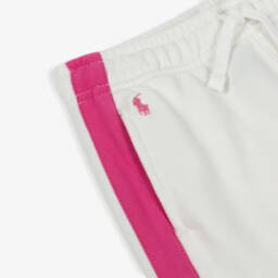 رالف لورين-بنطلون أبيض ووردي دافئ للبنات | Childrensalon Outlet