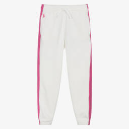 رالف لورين-بنطلون أبيض ووردي دافئ للبنات | Childrensalon Outlet