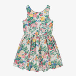 Ralph Lauren-Girls Cream Floral Cotton Frock | Childrensalon Outlet