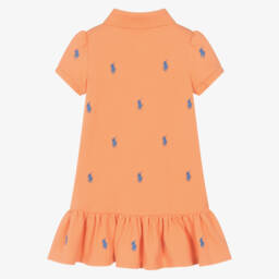 Ralph Lauren-Платье поло из хлопка оранжевое для девочек | Childrensalon Outlet