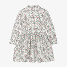 رالف لورين-فستان بطبعة ورود قطن لون عاجي وزهري | Childrensalon Outlet