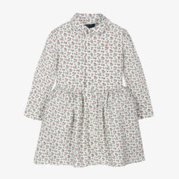 رالف لورين-فستان بطبعة ورود قطن لون عاجي وزهري | Childrensalon Outlet