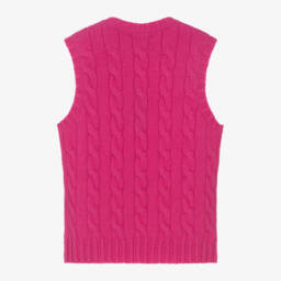 رالف لورين-بلوفر بدون أكمام كشمير وصوف لون زهري للبنات | Childrensalon Outlet