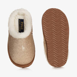 Поло Ralph Lauren-Золотистые тапочки с блестками | Childrensalon Outlet