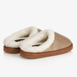 Поло Ralph Lauren-Золотистые тапочки с блестками | Childrensalon Outlet