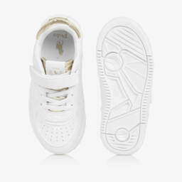 Ralph Lauren-Girls Gold-Trimmed Faux Leather Trainers | Childrensalon Outlet