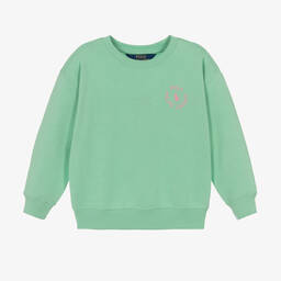 Ralph Lauren-Girls Green Cotton Logo Sweatshirt | Childrensalon Outlet