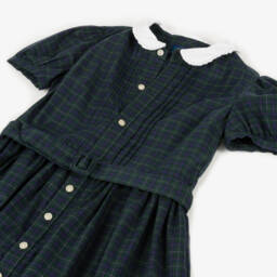 Ralph Lauren-فستان تارتان قطن لون أخضر داكن | Childrensalon Outlet