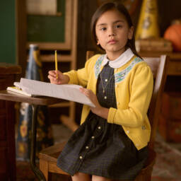 Ralph Lauren-فستان تارتان قطن لون أخضر داكن | Childrensalon Outlet