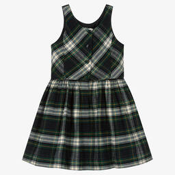 Поло Ralph Lauren-Зеленое платье в шотландскую клетку для девочек | Childrensalon Outlet