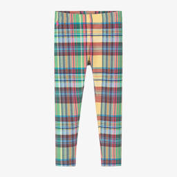 رالف لورين-ليقنز كاروهات قطن جيرسي لون أخضر وأصفر للبنات | Childrensalon Outlet