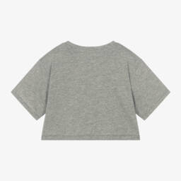 Ralph Lauren-Girls Grey Cotton Logo Tee | Childrensalon Outlet