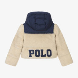 Ralph Lauren-جاكيت فليس لون عاجي وكحلي للبنات | Childrensalon Outlet