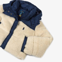 Ralph Lauren-جاكيت فليس لون عاجي وكحلي للبنات | Childrensalon Outlet